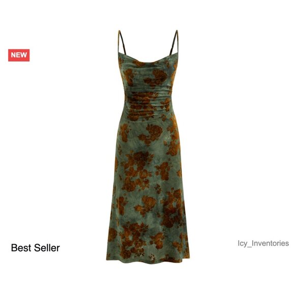 Dresses & Skirts - Velvet Midi Dress Elegant Chic Sleeveless Ruched Club Party Wedding Guest